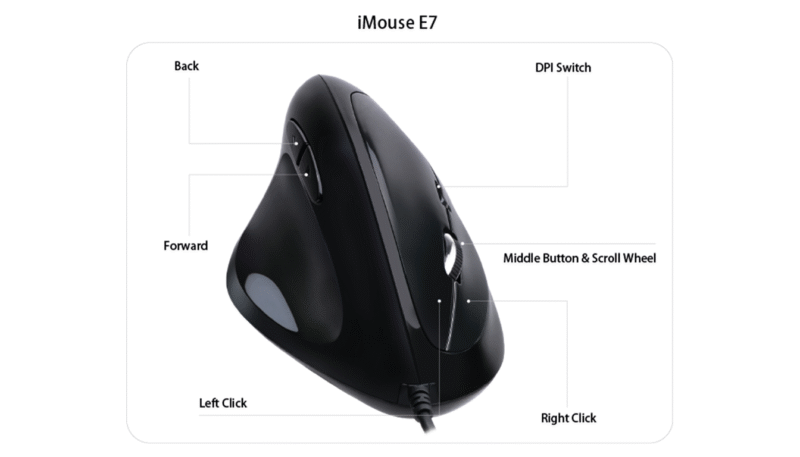 Adesso iMouse E7-TAA Ergonomic Vertical Mouse – Left-Handed, TAA Compliant